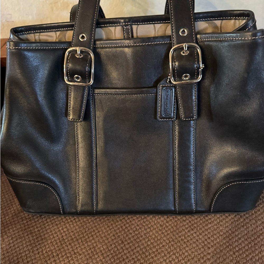 Coach black leather bag